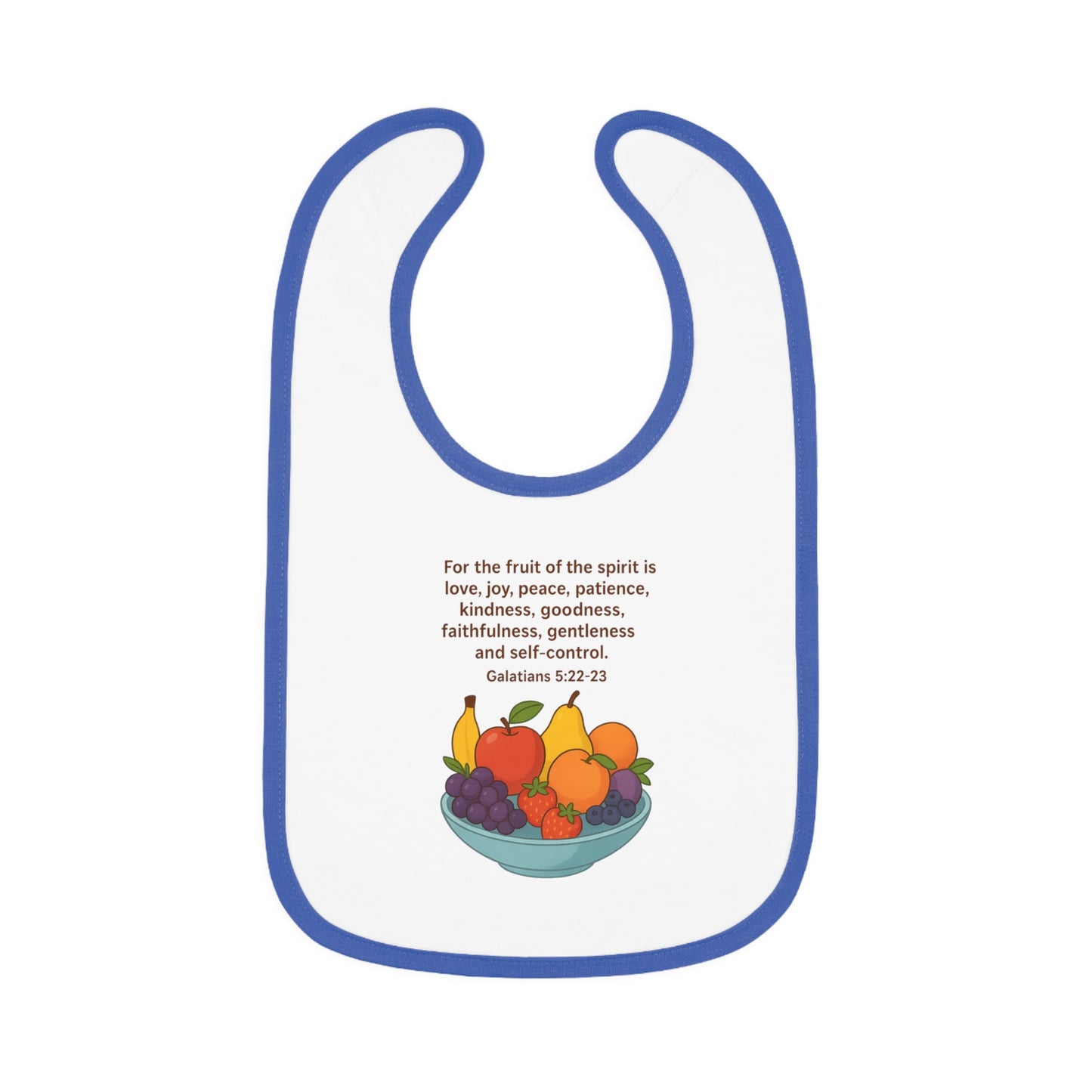 Fruits of the Spirit Baby Bib - Inspirational Contrast Trim Bib for Feeding, Baby Shower Gift, Christening, Birthday, Everyday Use