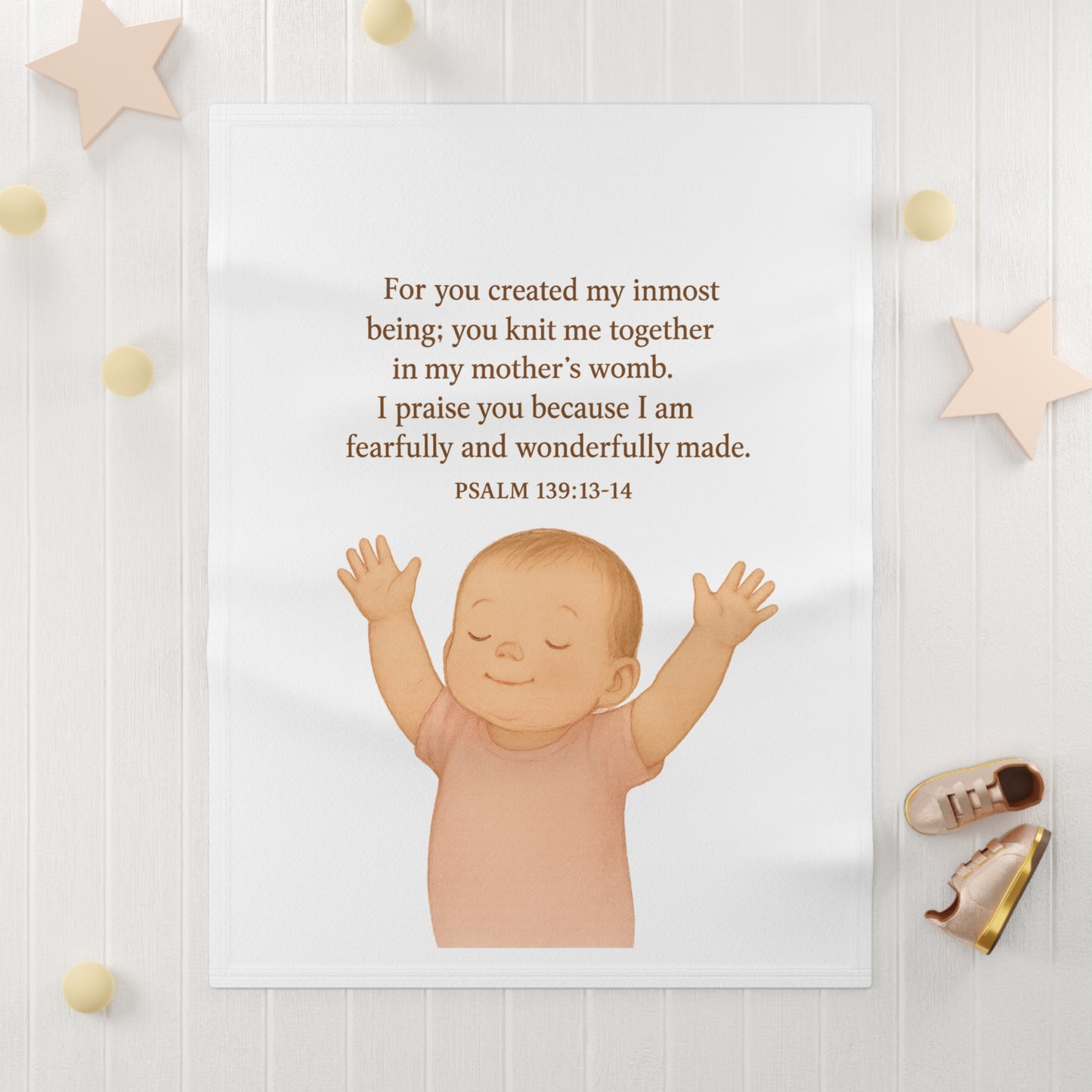 Soft Fleece Baby Blanket with Inspirational Psalm Quote, Ideal for Newborn Gifts, Baby Showers, Nursery Decor, Cozy Wraps, Keepsake