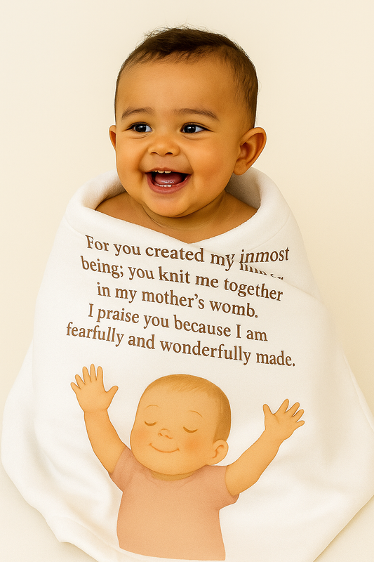 Soft Fleece Baby Blanket with Inspirational Psalm Quote, Ideal for Newborn Gifts, Baby Showers, Nursery Decor, Cozy Wraps, Keepsake
