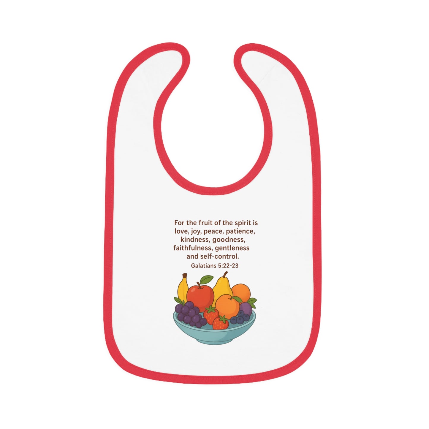 Fruits of the Spirit Baby Bib - Inspirational Contrast Trim Bib for Feeding, Baby Shower Gift, Christening, Birthday, Everyday Use